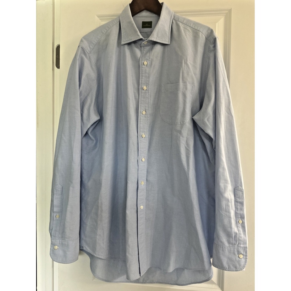 Sid Mashburn Men Size XL Spread Collar Sport Shirt Light Blue Oxford Quiet Lux